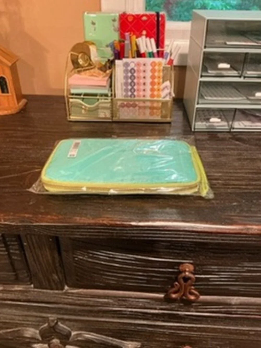 Hobonichi Techo Drawer Pouch Ane (sister); Aqua Lime